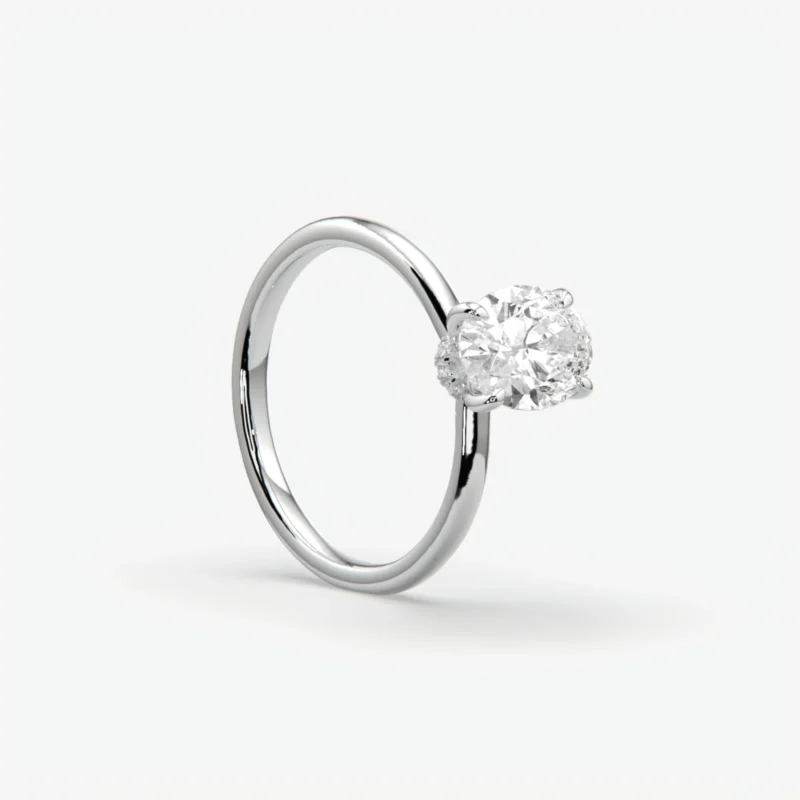 Oval Diamond Engagement Ring with Hidden Halo