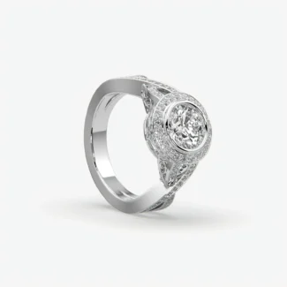 Bezel-Set Diamond Crossover Ring
