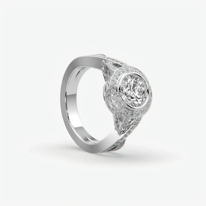 Bezel-Set Diamond Crossover Ring
