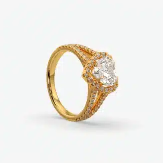 Custom Heart-Shaped Diamond Halo Engagement Ring