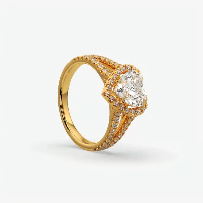 Custom Heart-Shaped Diamond Halo Engagement Ring