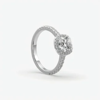 Custom Round Diamond Cushion Halo Engagement Ring