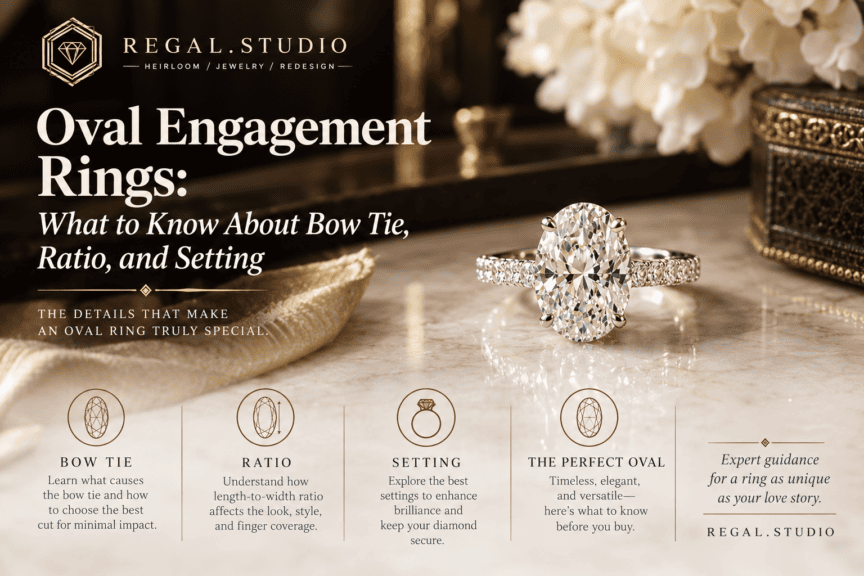 Oval Engagement Rings: What to Know About Bow Tie, Ratio, and Setting